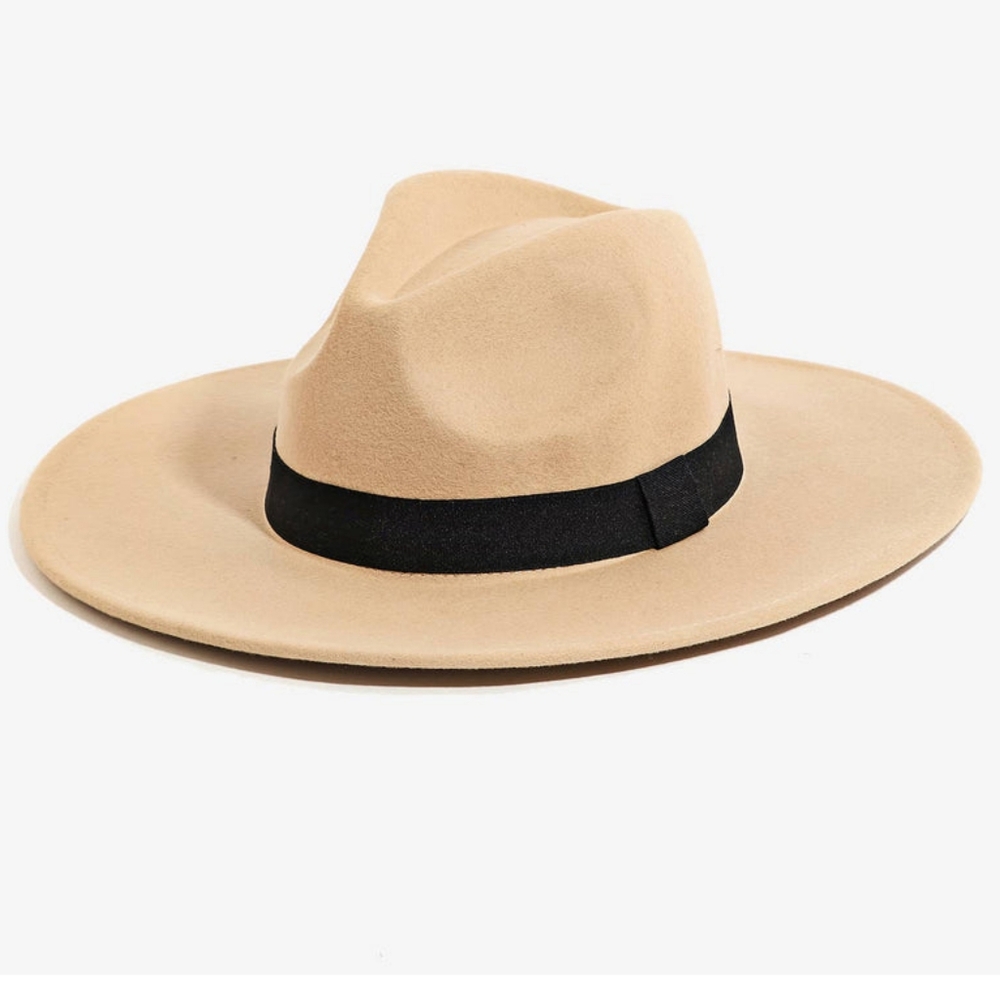 "So Many Words" LULUS Tan Fedora Structured Wide Brim Bohemian Hat (NWT)